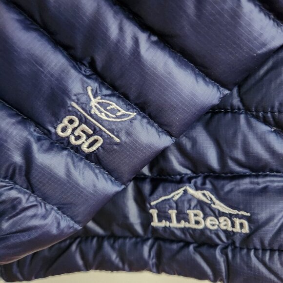 LL Bean Ultralight 850 Down Sweater Quilted Puffer Jacket Blue Womens Small Coat - Picture 3 of 8